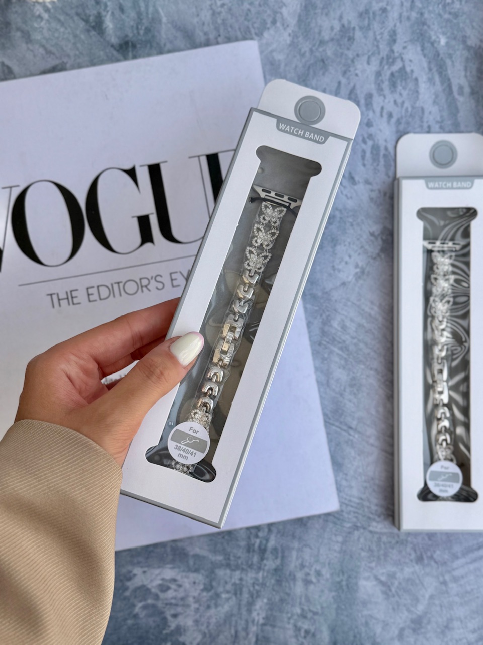 بند اپل واچ استیل پروانه نگین painted lady