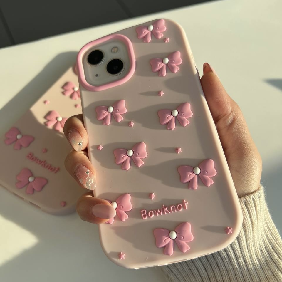 قاب گوشی آیفون سامسونگ شیائومی مدل پاپیون صورتی سیلیکونی کد T