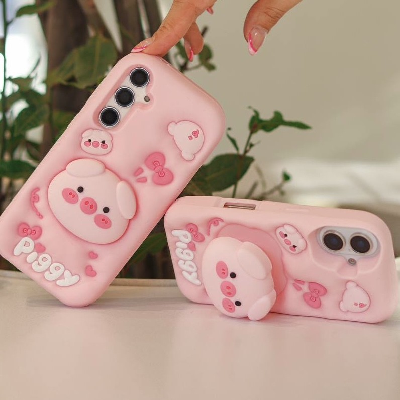قاب گوشی آیفون سامسونگ شیائومی مدل piggy پاپ سوکتی کد T