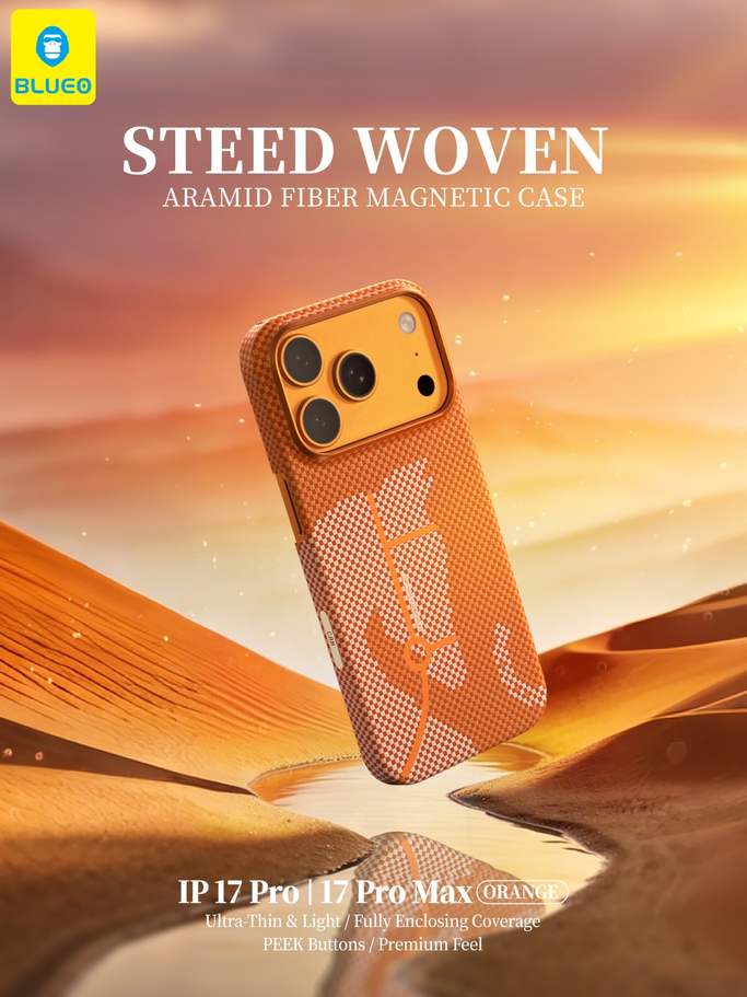 قاب گوشی برند بلو /Blueo  مدل Steed Woven Aramid Fiber مگ سیف دار مناسب آیفون سری 17