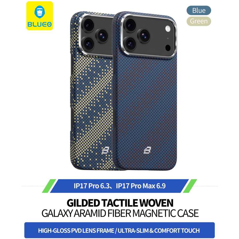 قاب گوشی برند بلو بافت Blueo مدل Gilded Tactile Woven Galaxy Aramid Fiber مناسب آیفون